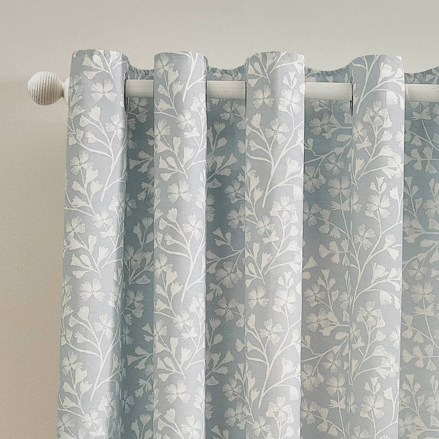 Brooke Floral Duck Egg Curtains Two Panels