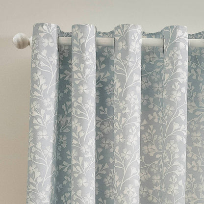 Brooke Floral Duck Egg Curtains Two Panels