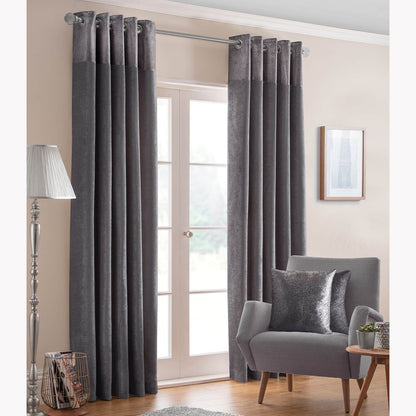 Nova Plain Pewter Eyelet Curtains