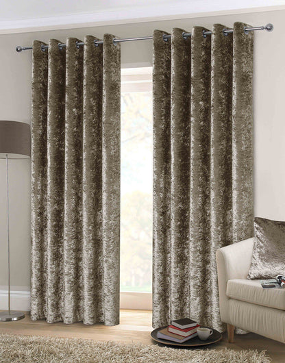 Crushed Mink Velvet Eyelet Curtains