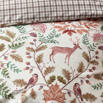 Catherine Lansfield Woodland Stag Reversible Bedding Duvet Cover Set Cream