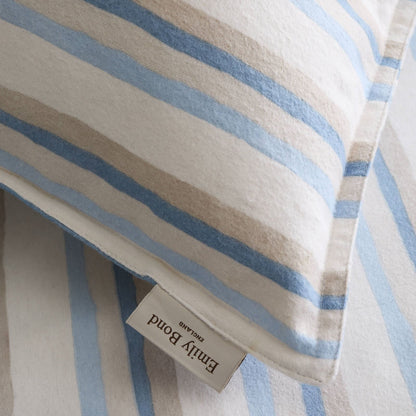 Emily Bond Somerset Striped Cotton Bedding Duvet Cover Set Blue