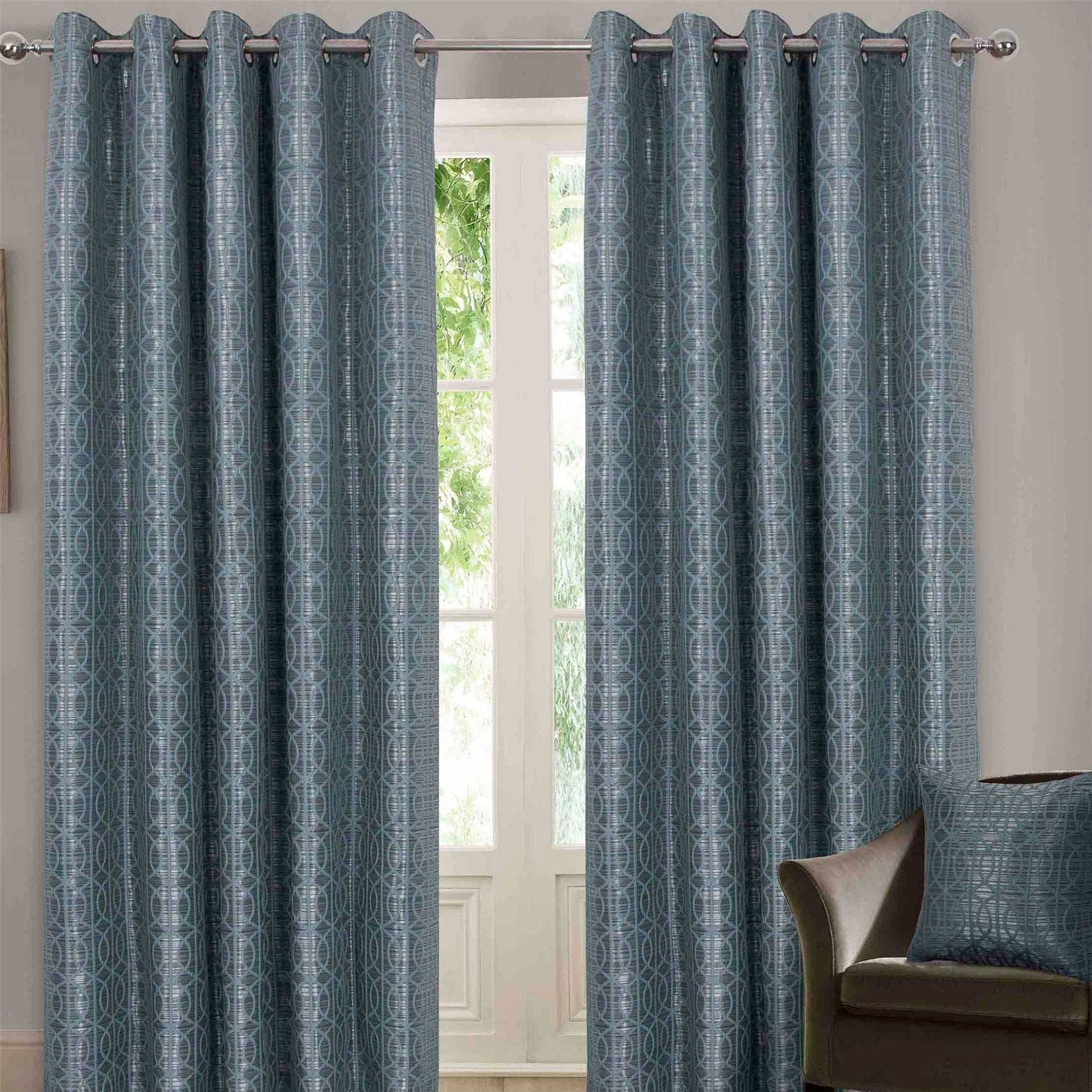 Tuscany Duck Egg Eyelet Curtains