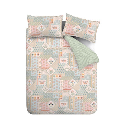 Catherine Lansfield Folk Patchwork Green Duvet Cover Set