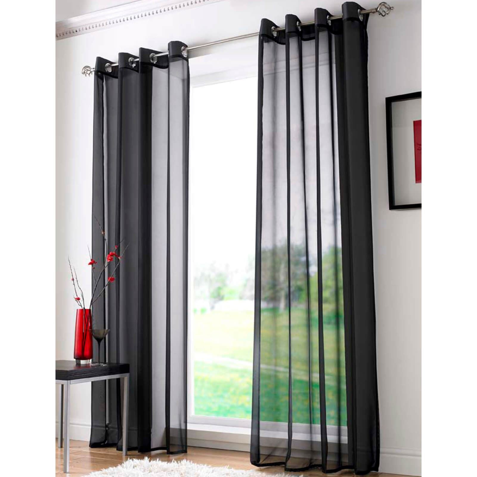 Plain Ring Top Black Panel – Home Linen Store