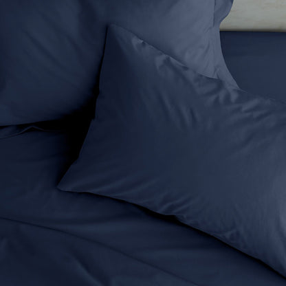 Easy Iron Percale Standard Pillowcase Pair Navy Blue