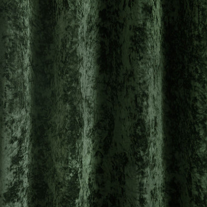 Catherine Lansfield Crushed Velvet Lined Eyelet Curtains Two Panels Olive Green