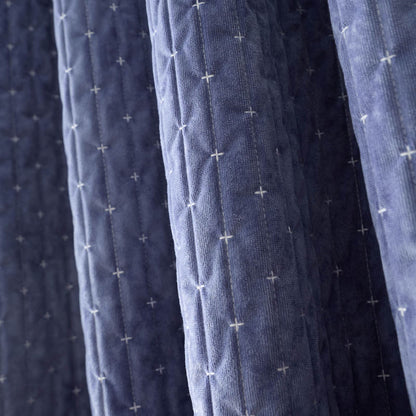 Bianca Fine Linens Attica Velvet Blackout Eyelet Curtains Two Panels Blue
