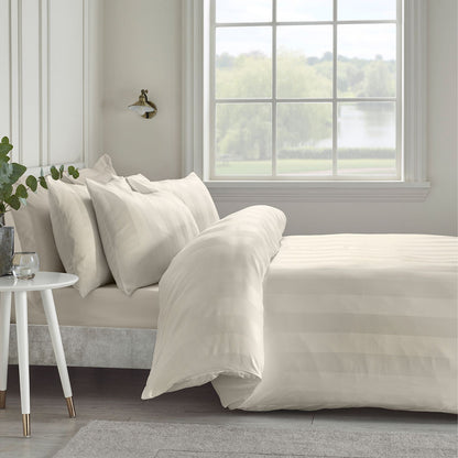 Catherine Lansfield So Soft Satin Stripe Cream Duvet Cover Set
