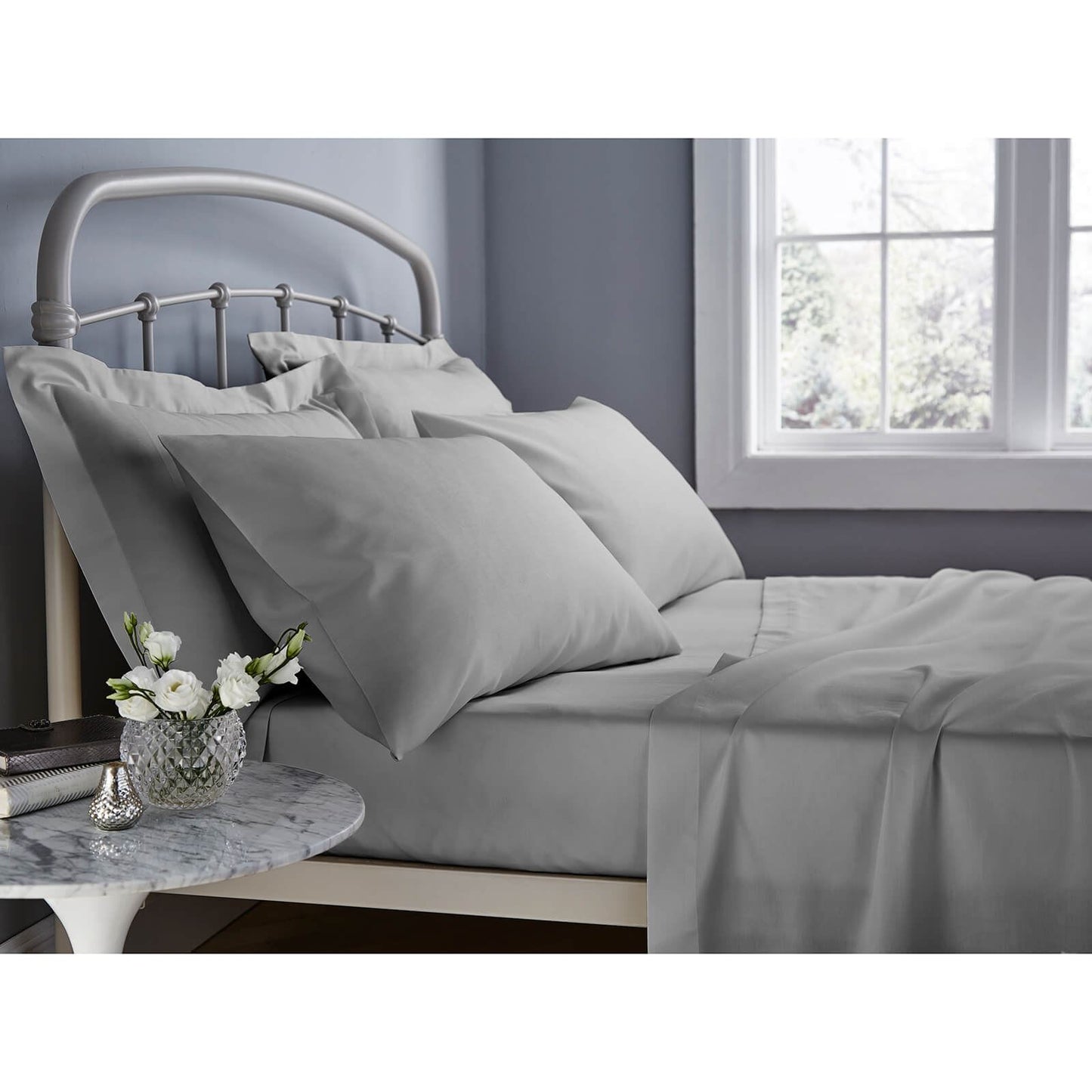 500TC Grey Fitted Sheet