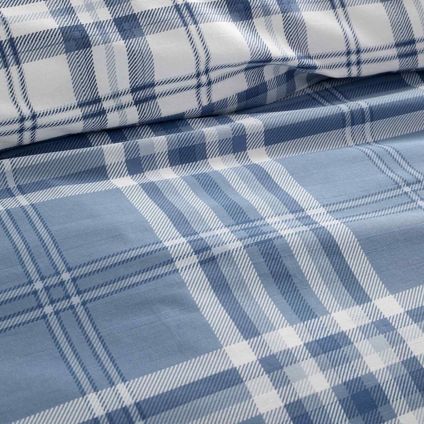 Kelso Check Lansfield Blue Duvet Cover Set