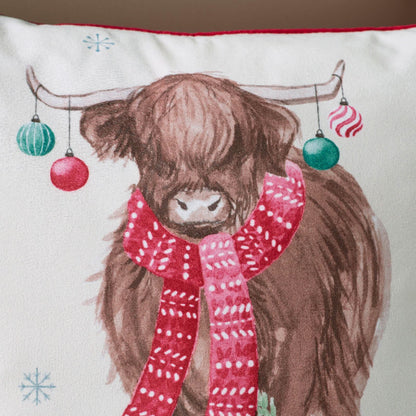 Catherine Lansfield Merry Christmoo Soft Touch Cushion Natural - 45x45cm