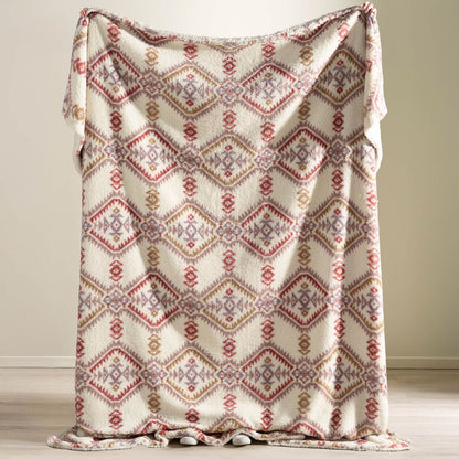Catherine Lansfield Navajo Fleece Cosy Sherpa Reverse Blanket Throw Natural - 200x240cm
