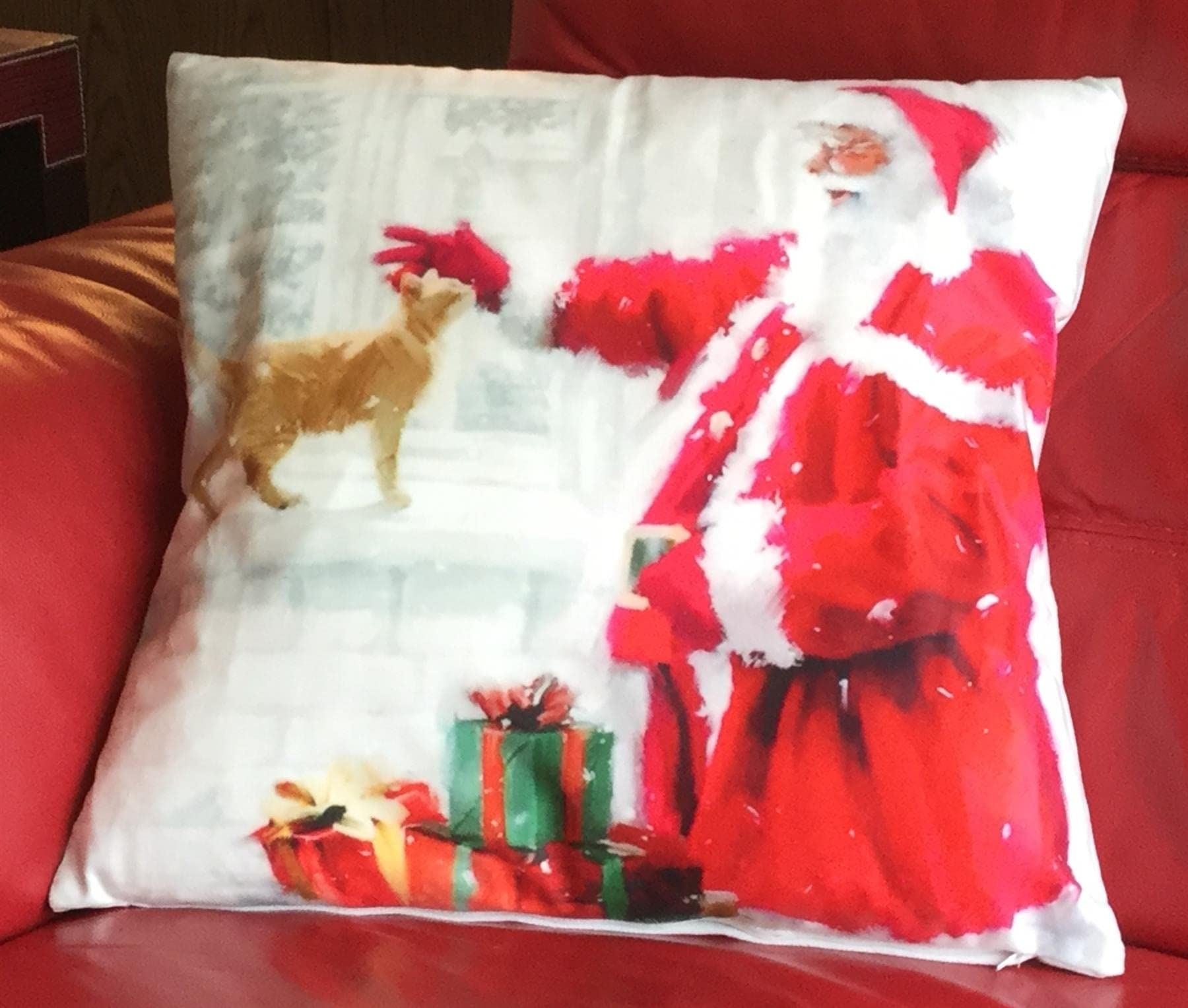 Christmas Santa Cat Cushion Cover