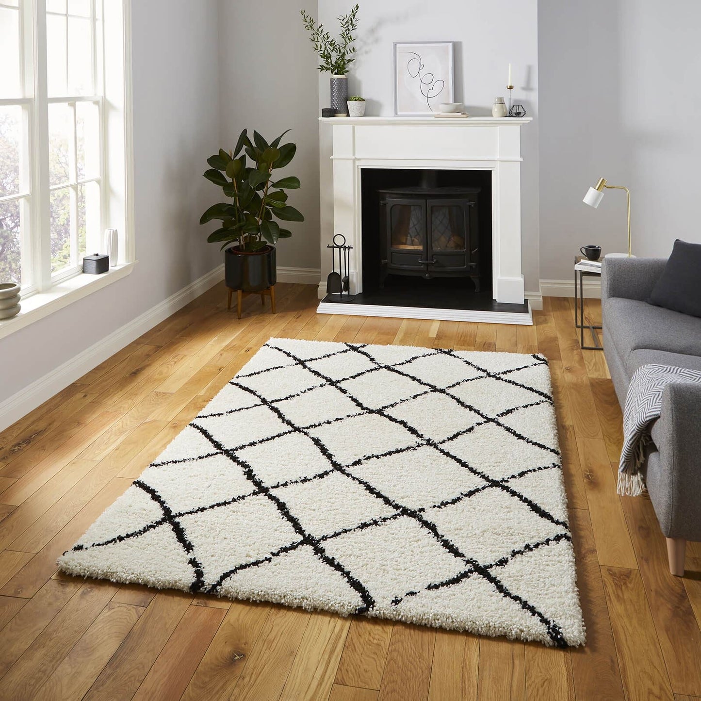 Scandi Berber G257 White/Black Modern Rug