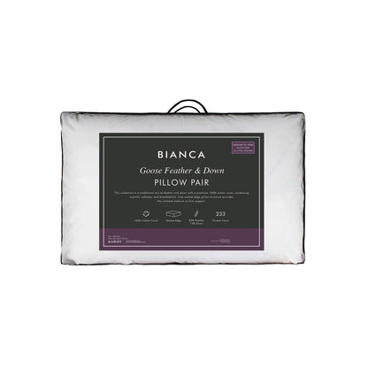 Bianca Fine Linens Goose Feather & Down Pillow Pair White