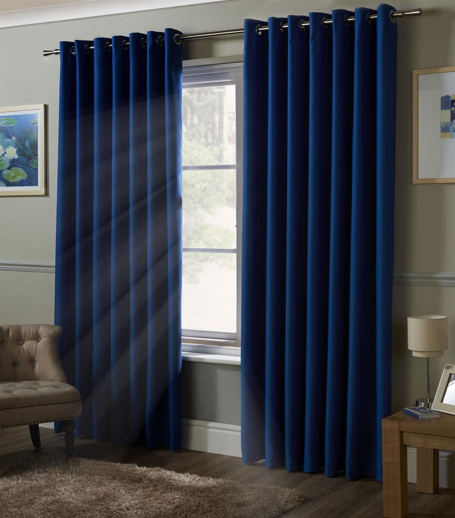 Blackout Navy Eyelet Curtains