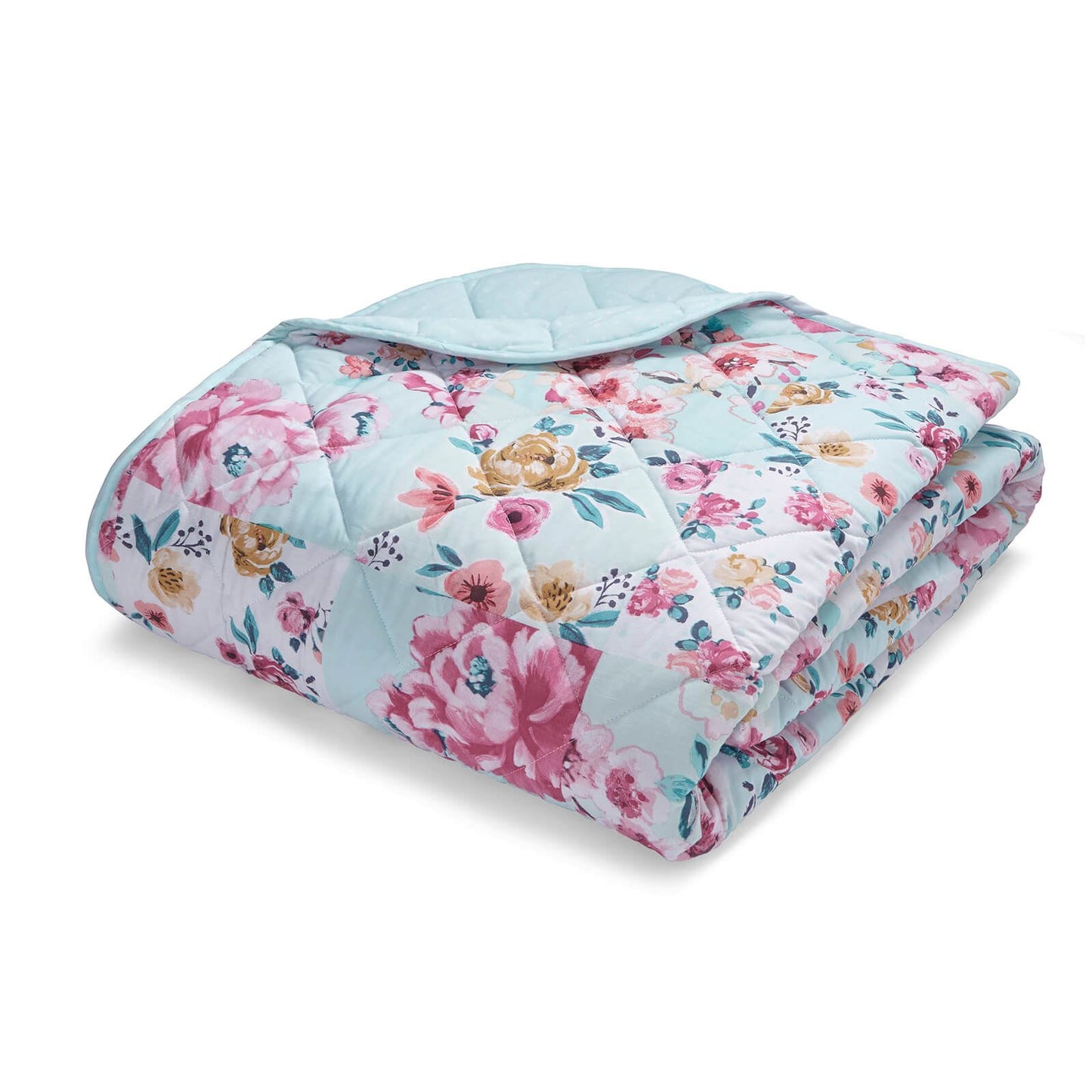 Flower PaTChwork Duck Egg Bedspread