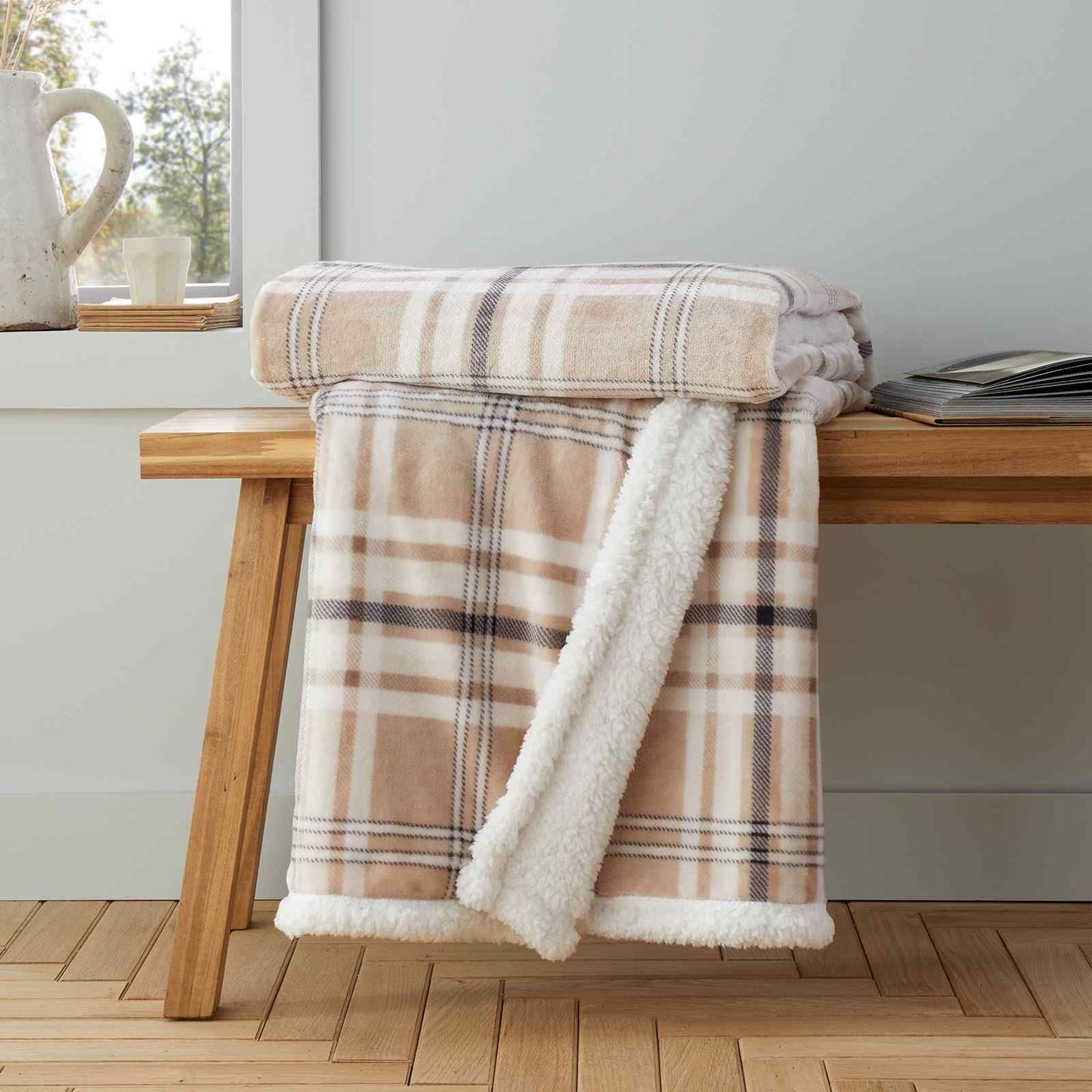 Kelso Check Natural Blanket Throw