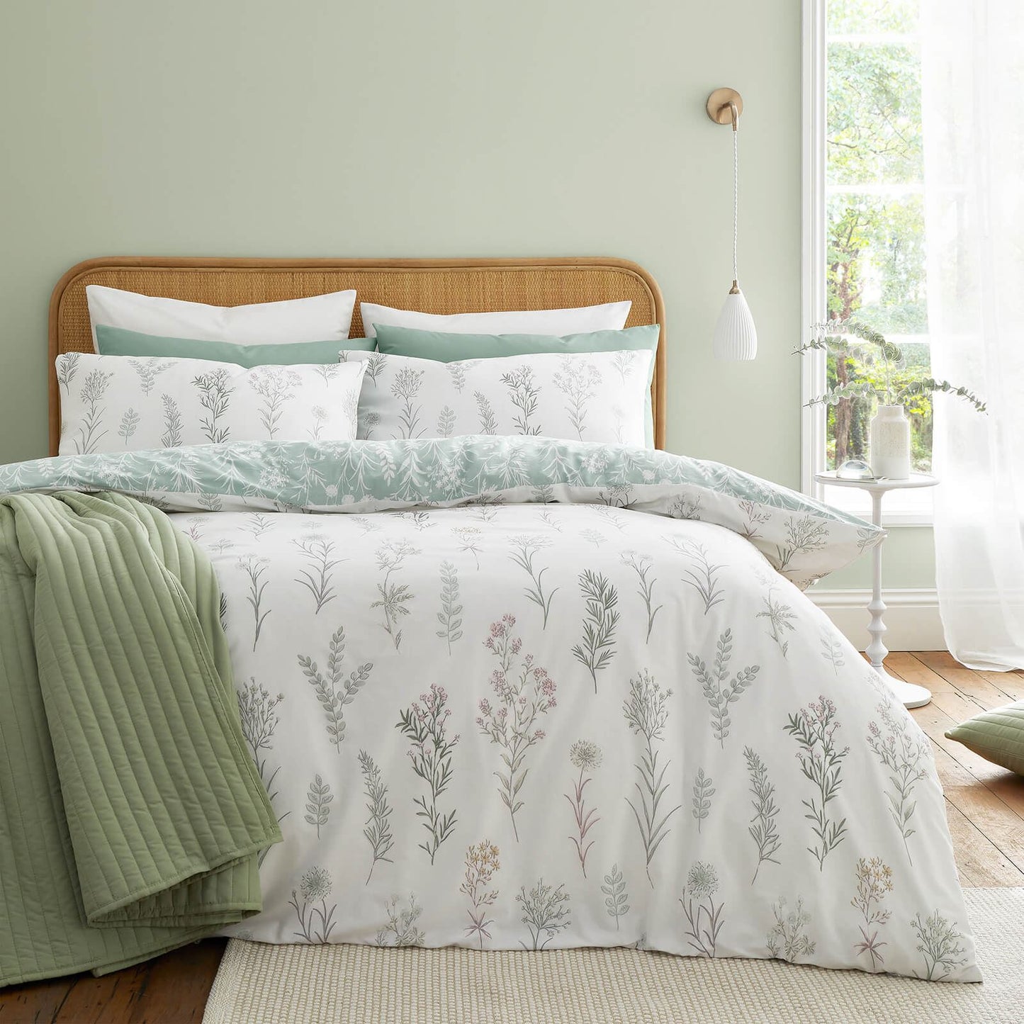 Wild Flowers Green Duvet Cover Set