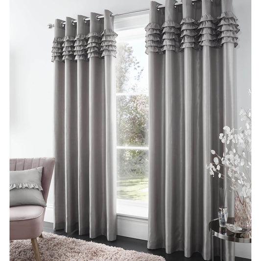 Flamenco Silver Eyelet Curtains