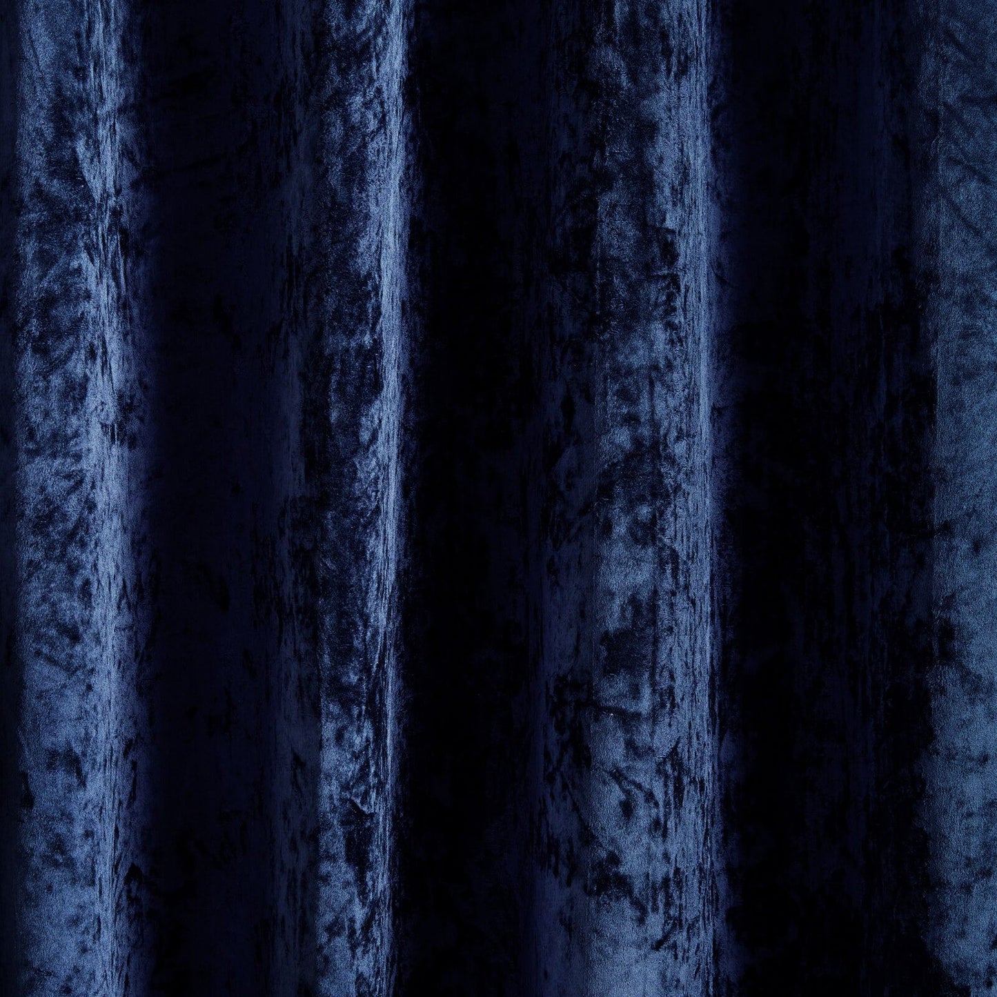 Catherine Lansfield Crushed Velvet Lined Eyelet Curtains Two Panels Navy Blue