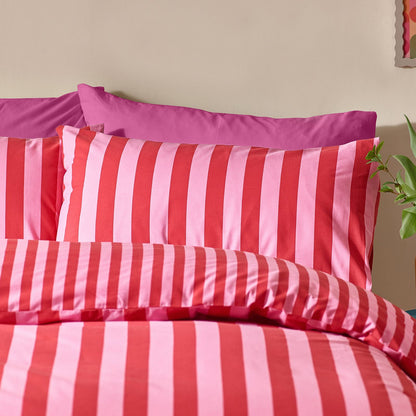 Sassy B Stripe Tease Red Duvet Cover Set
