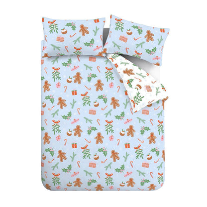 Christmas Gingerbread Blue Duvet Cover Set