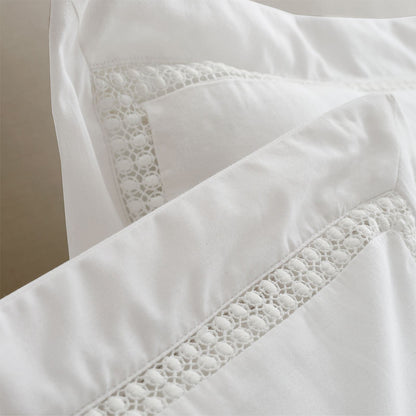 Bianca Oxford Lace Trim White Duvet Cover Set