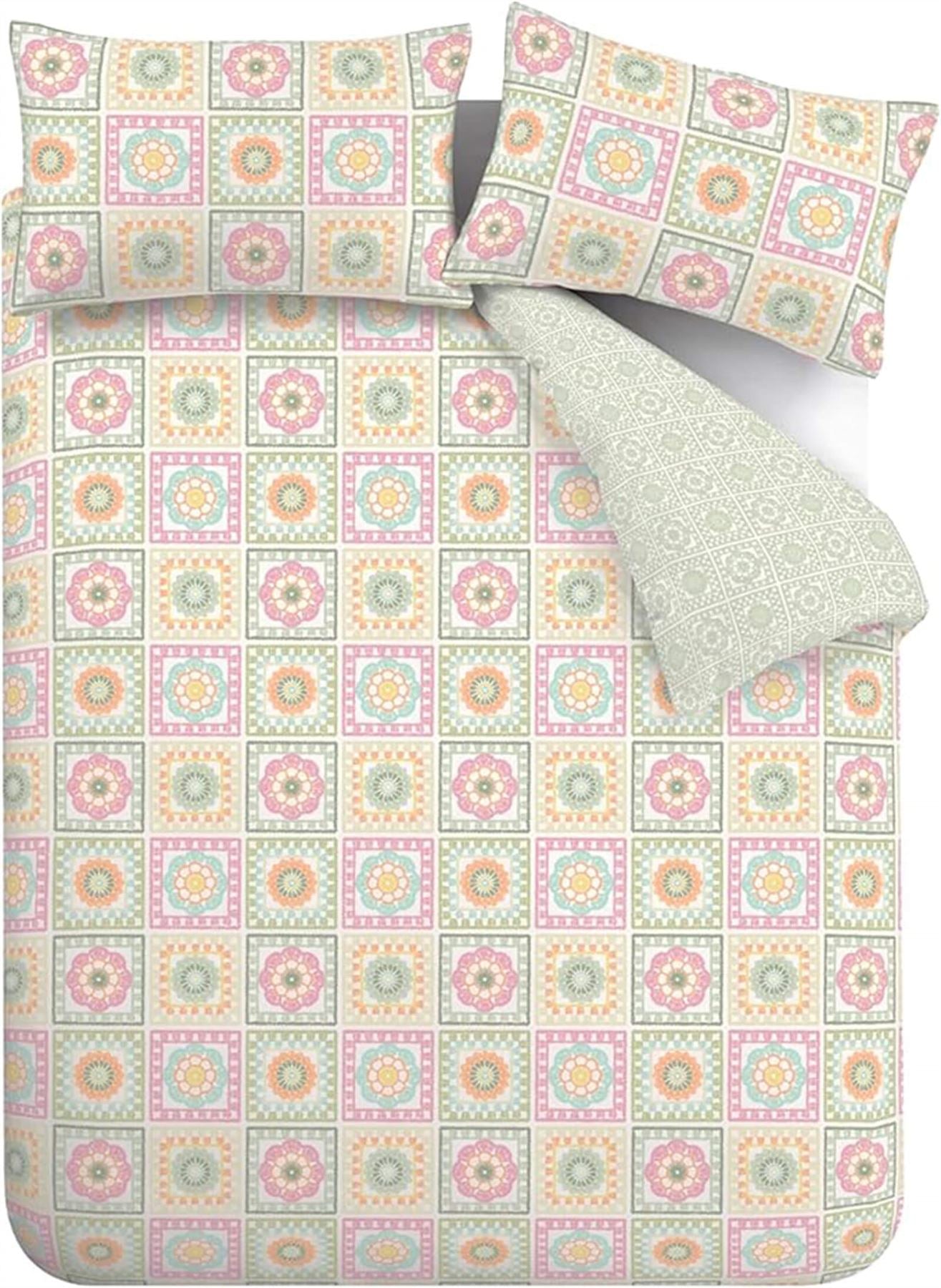 Crochet Print Green Duvet Cover Set