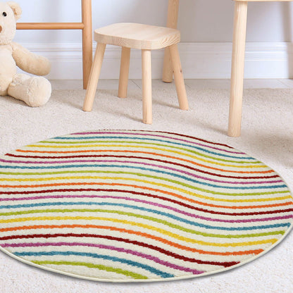 Colour Pop Wave Kids Multi Rug - 100 X 100cm (3ft 2" x 3ft 2")