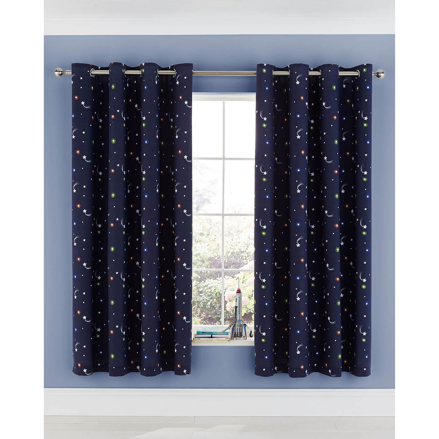 Happy Space Navy Eyelet Curtains