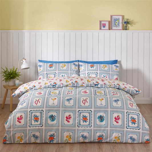 Riviera Tiles Blue Duvet Cover Set