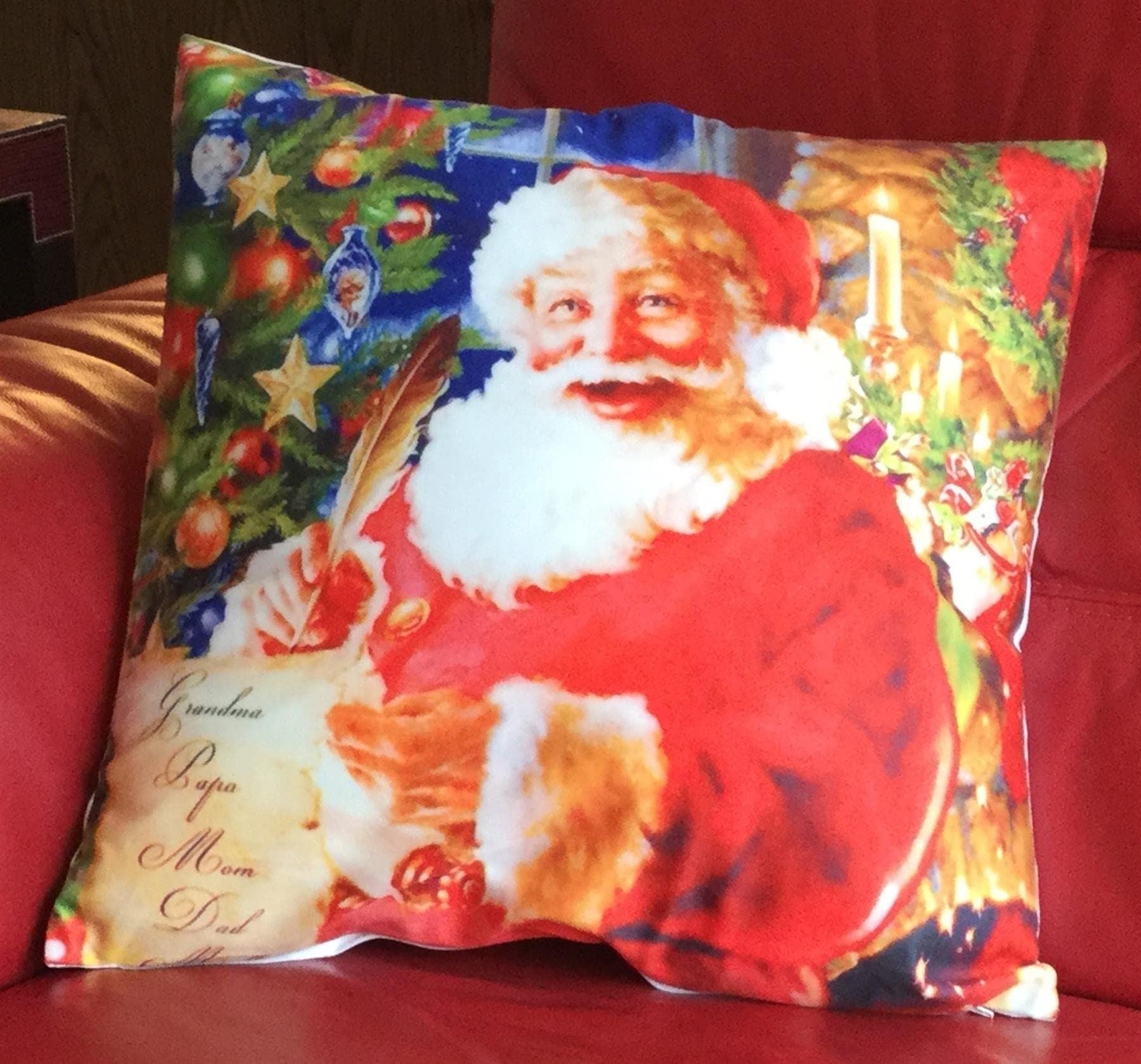 Christmas Santa And List Cushion Cover