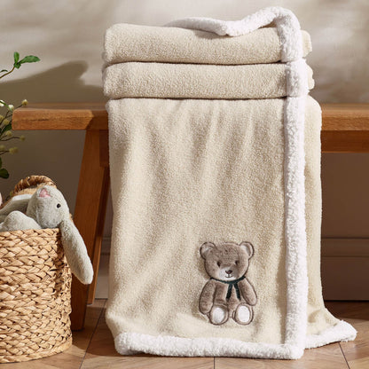 Catherine Lansfield Sherpa Teddy Bear Cosy Fleece Blanket Throw Natural - 130x170cm