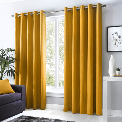 Sorbonne Ochre Eyelet Curtains