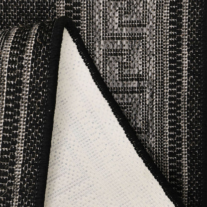 Flatweave Gel Greek Key New Black Rug