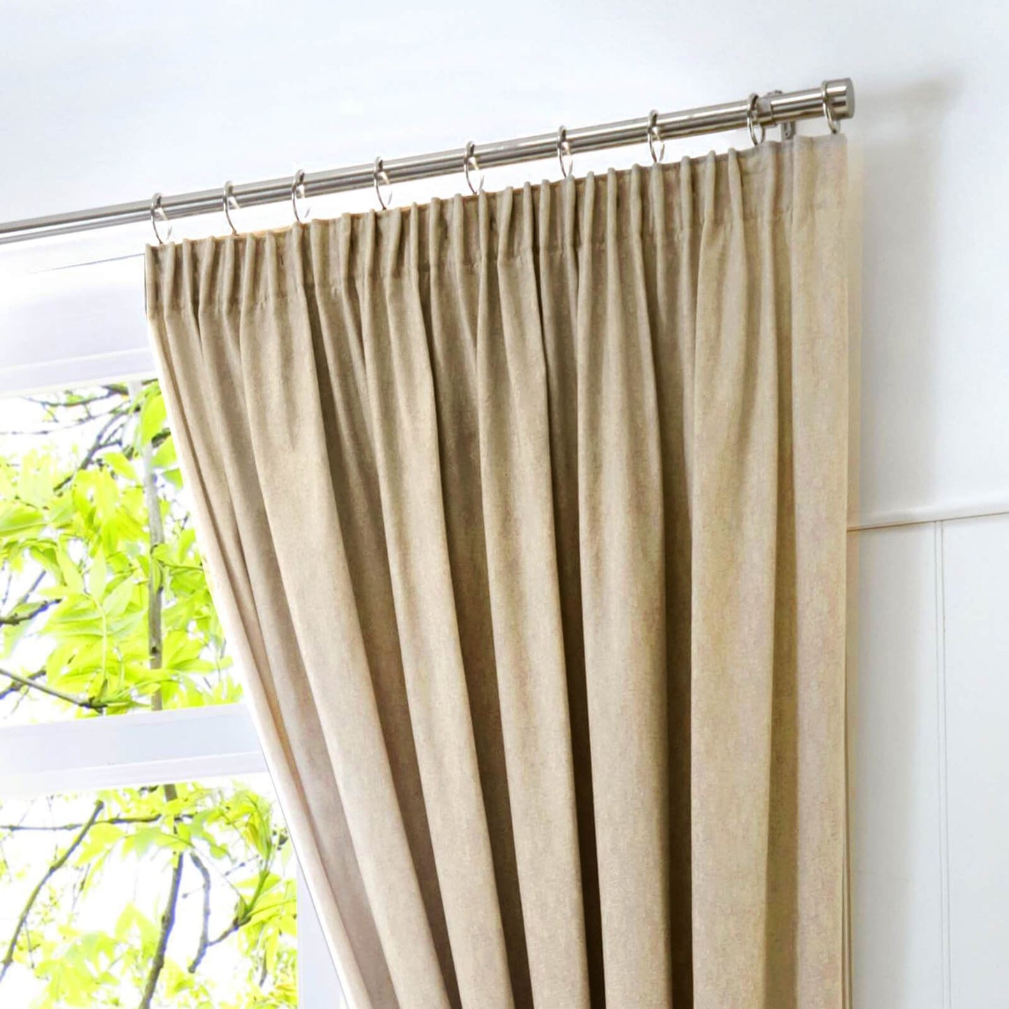 Dijon Natural Pencil Pleat Curtains