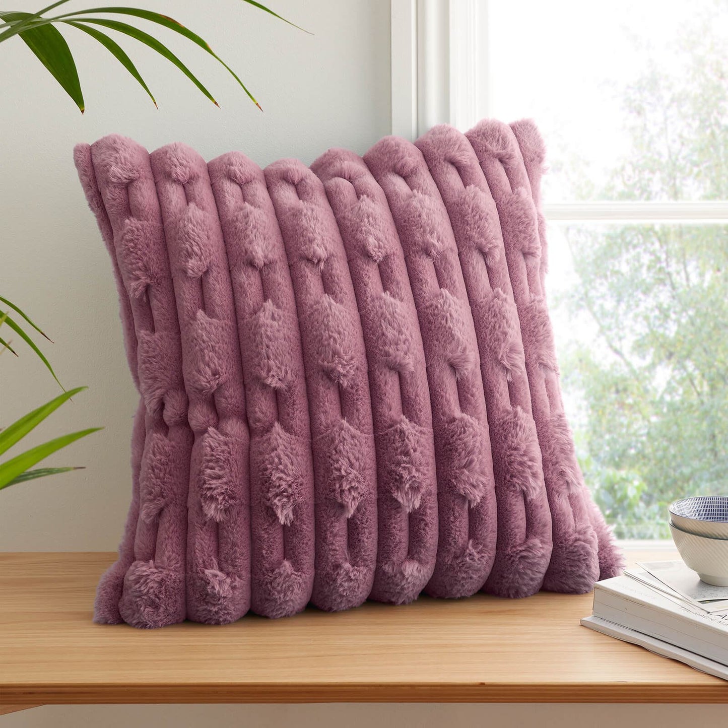 So Soft Carved Faux Fur Cushion Pink