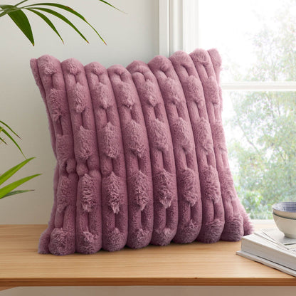 So Soft Carved Faux Fur Cushion Pink