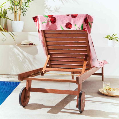 Cherries Pink Sun Lounger Beach Towel