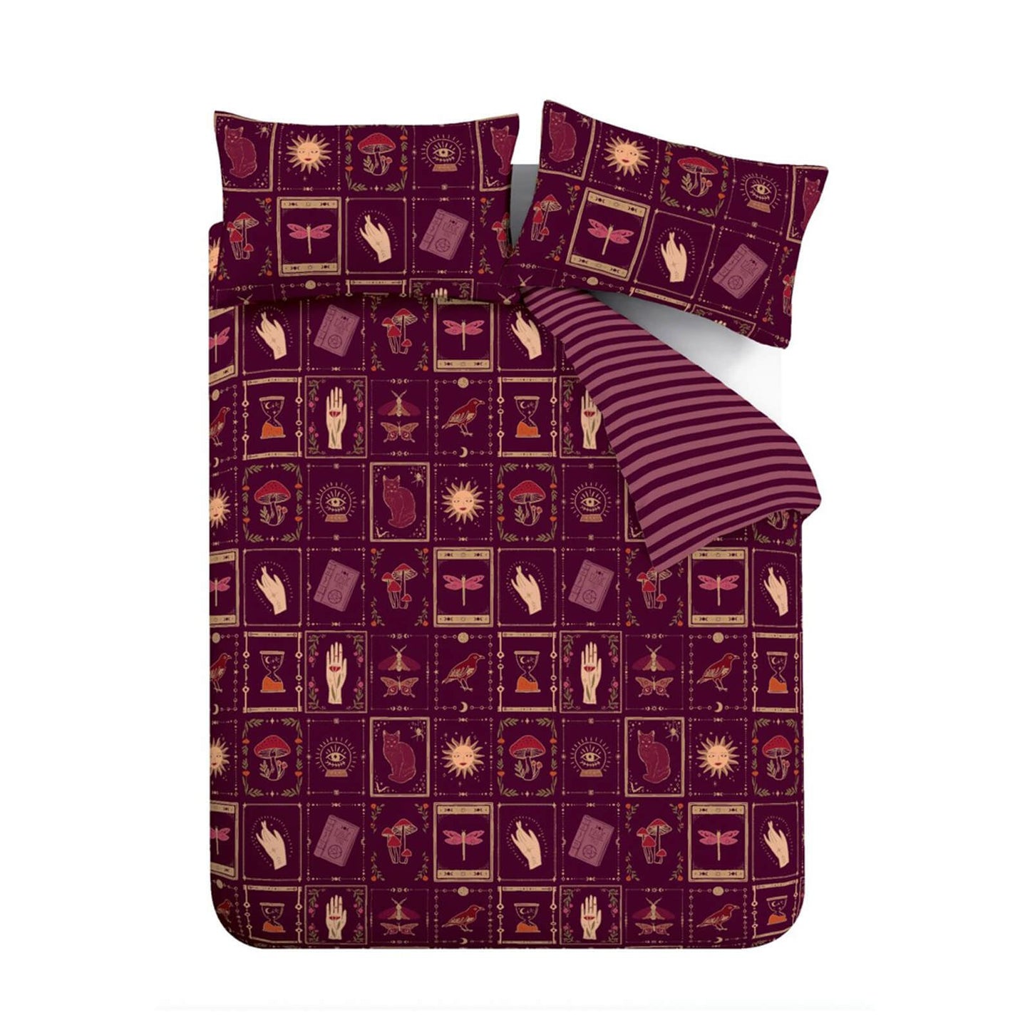 Catherine Lansfield Enchanted Witchcraft Reversible Bedding Duvet Cover Set Plum
