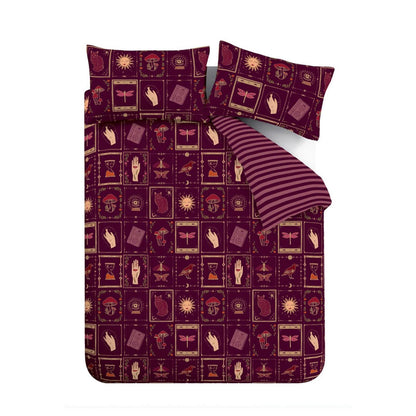 Catherine Lansfield Enchanted Witchcraft Reversible Bedding Duvet Cover Set Plum