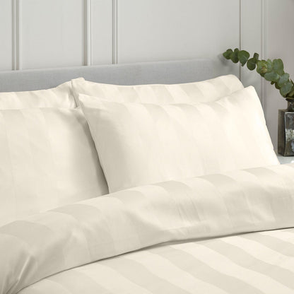Catherine Lansfield So Soft Satin Stripe Cream Pillow case with envelope closure - Standard