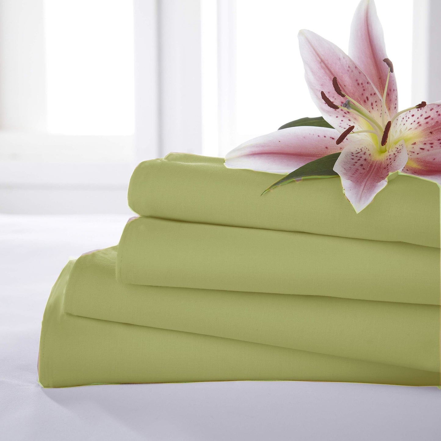 Percale Meadow Green Flat Sheet