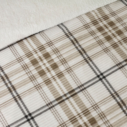 Catherine Lansfield Cosy Ribbed Check Bedding Duvet Cover Set Natural