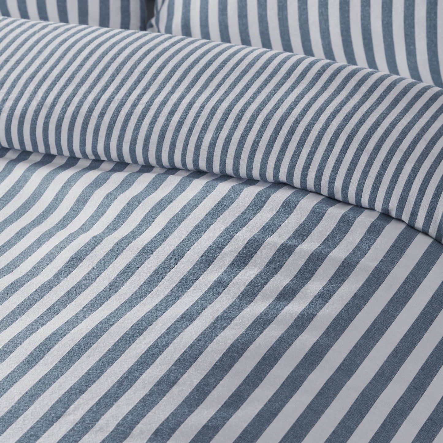 Brushed Stripe Blue Duvet Cover Set