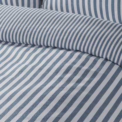 Brushed Stripe Blue Duvet Cover Set