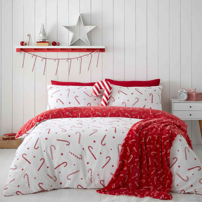 Christmas Candy Cane White Duvet Set