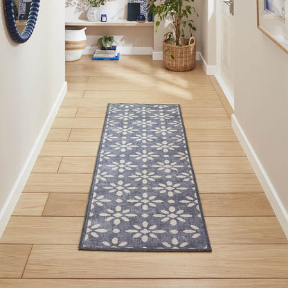 Coral H1062 Blue Modern Washable Rug